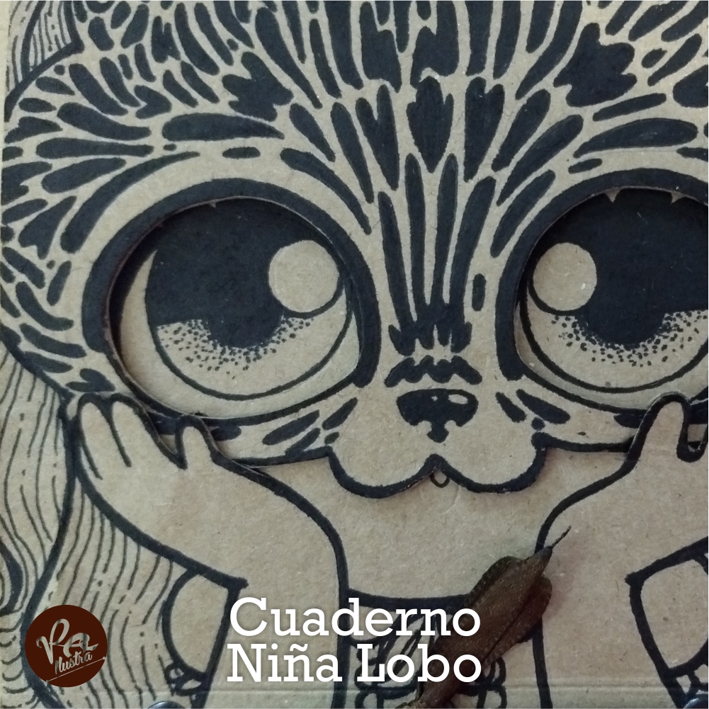 Mágico cuaderno para escritores o dibujantes llenos de imaginación. Descubre cada uno de tus mundos a lo largo de sus 60 páginas de papel blanco y no te preocupes si se acaban, con su sistema de ojillos para reemplazar hojas este cuaderno estará siempre listo para tus nuevas historias. Su portada doble recortada e ilustrada totalmente a mano le brinda la protección suficiente a todo el contenido que desees refugiar en sus paginas mientras la hermosa ilustración de la niña lobo te convertirá en el centro de todas las conversaciones. Con tamaño de 13 x 13 cm será el mejor amigo de tus bolsillos y tu compañero inseparable.